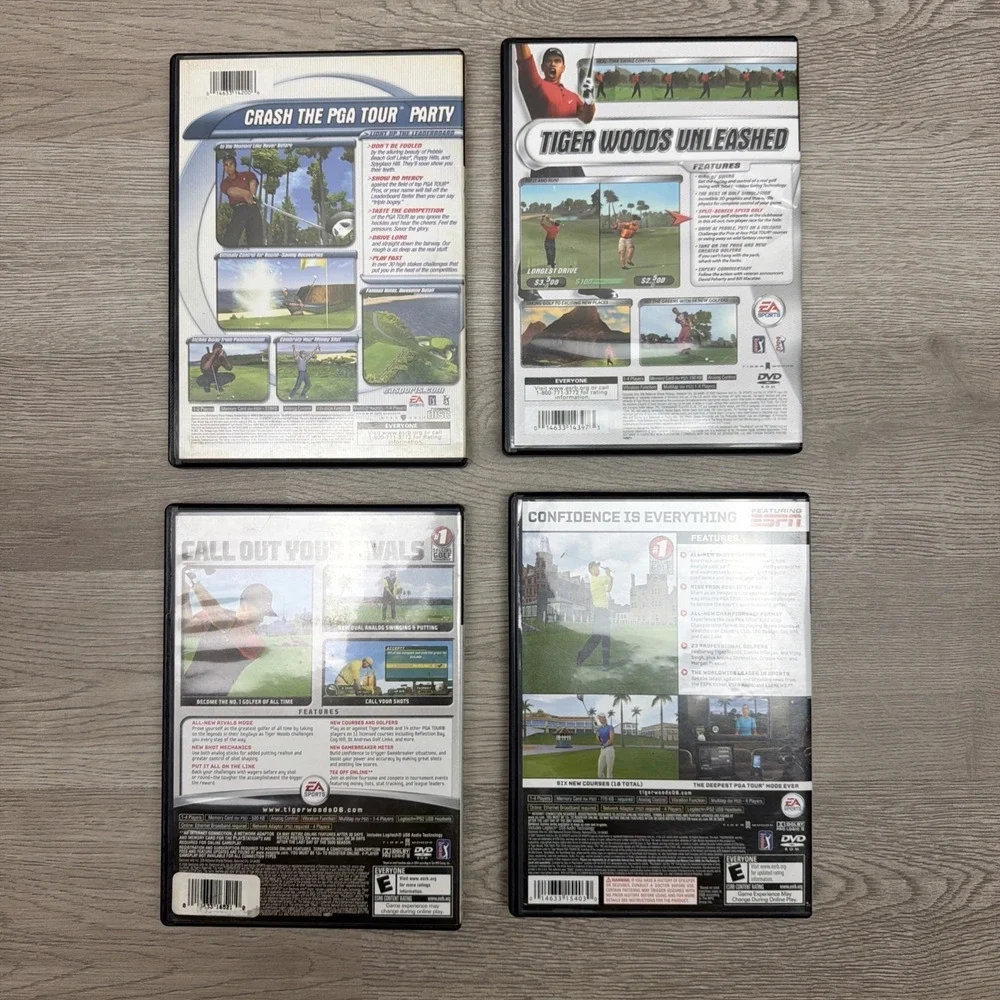PS2 Game Lot of 4:Tiger Woods PGA Tour 2001, 2002, 2006, 2008 Complete Very Nice